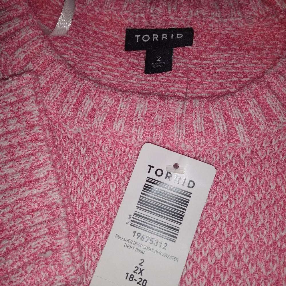 Nwts TORRID Pink Drop Shoulder Sweater Sz 2 2X